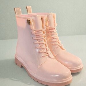Michael Kors Glossy Pink Combat Boots